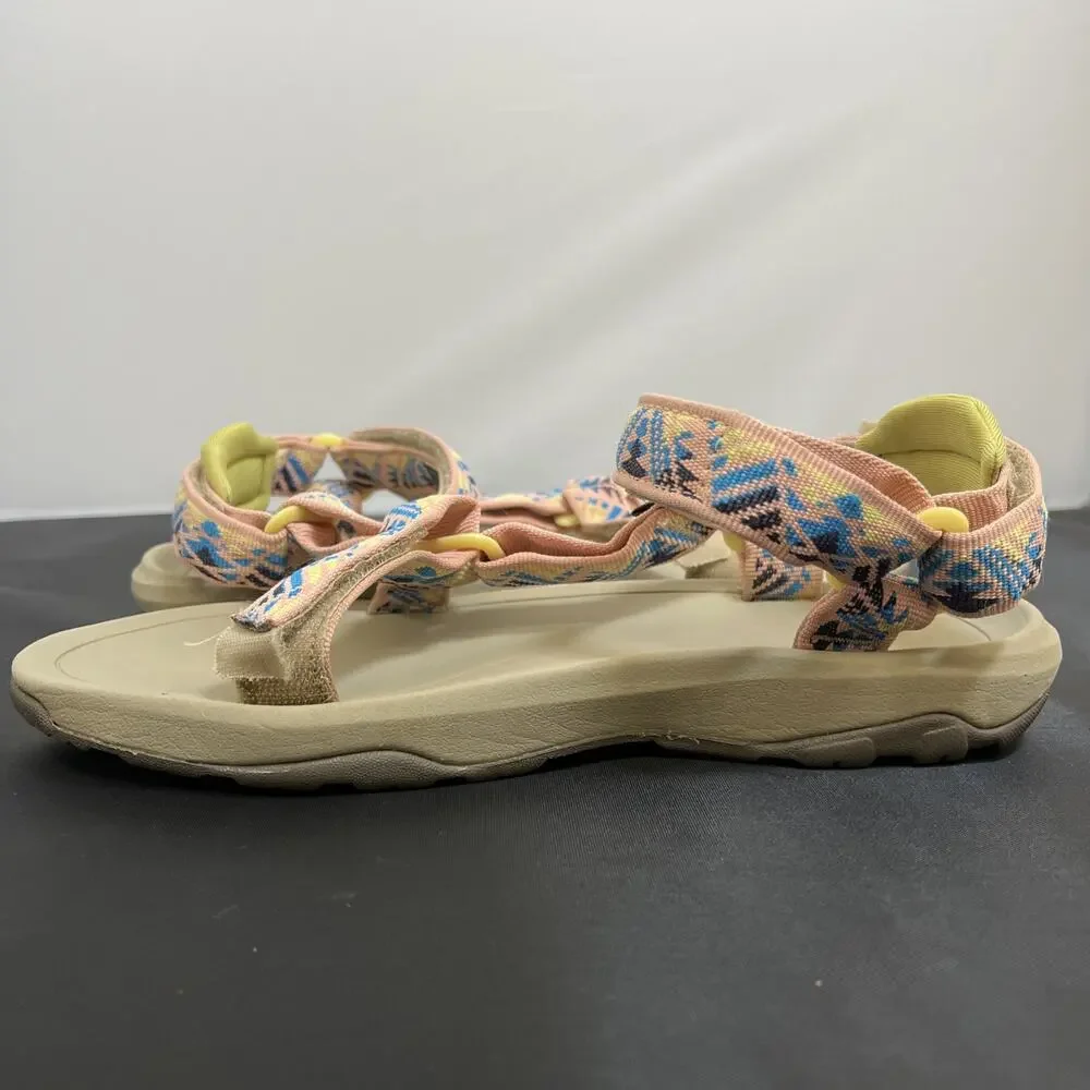 Teva Men's Hurricane Sandals Size 5 Tan with Pink Multi Color Straps 1019390Y